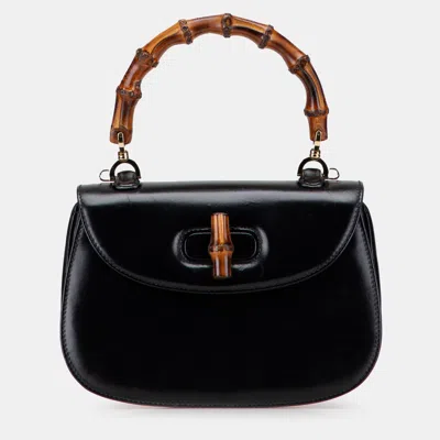 Pre-owned Gucci Black Calfskin Bamboo Night