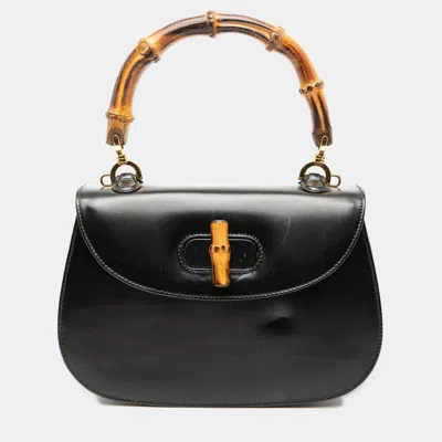 Pre-owned Gucci Black Calfskin Bamboo Night