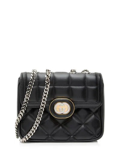 Pre-owned Gucci Black Calfskin Deco Mini Shoulder Bag (authentic Pre-loved)