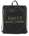 Gucci Logo Drawstring Backpack In Black