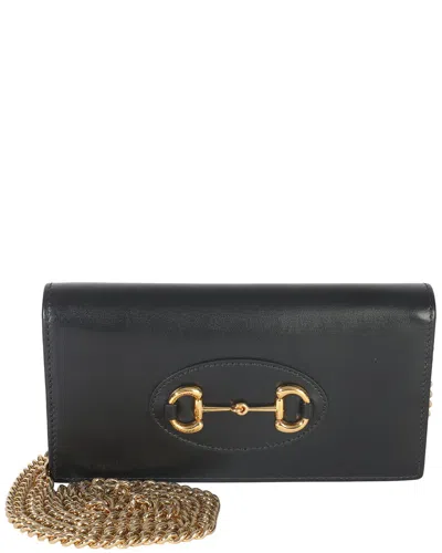 Gucci Black Calfskin Horsebit 1955 Wallet On Chain (authentic Pre-loved)