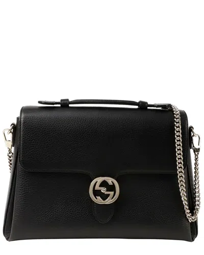 Gucci Black Calfskin Interlocking Top Handle Tote