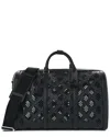 Gucci Black Calfskin Leather Cut Out Gg Embossed Medium Duffle Bag (authentic  )