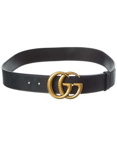 Gucci Black Calfskin Leather Double G 40mm Belt (authentic Pre-loved)