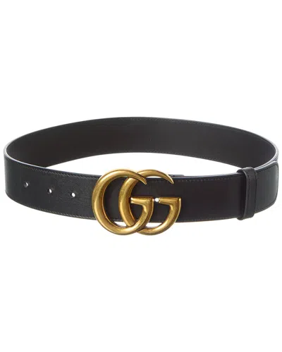 Gucci Black Calfskin Leather Double G 40mm Belt (authentic Pre-loved)