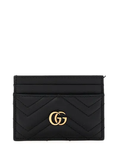 Gucci Black Calfskin Leather Marmont Card Holder (authentic Pre-loved)