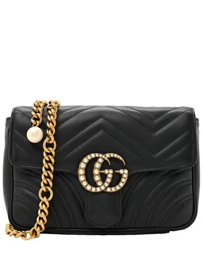 Gucci Black Calfskin Leather Pearly Marmont Chain Belt Bag (authentic Pre-  Loved)