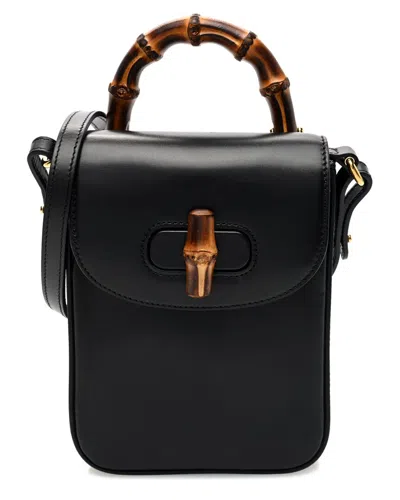 Gucci Black Calfskin Mini Bamboo Top Handle 3 Way Shoulder Bag (authentic Pre-  Loved)