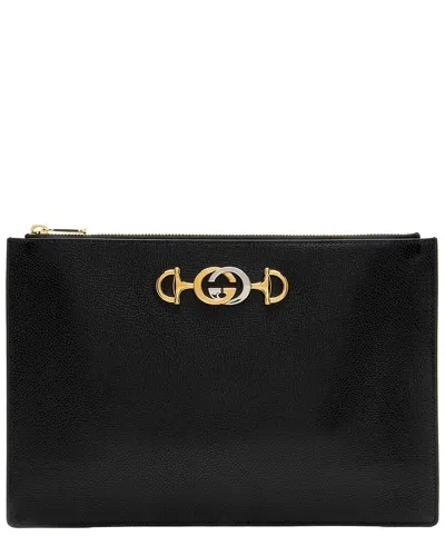 Pre-owned Gucci Black Calfskin Zumi Pouch (authentic Pre-loved)