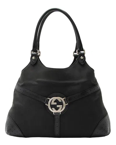 Gucci Black Canvas & Leather Interlocking G Reins Satchel (authentic Pre-  Loved)