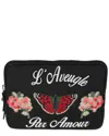 Gucci Black Canvas Embroidered Techno Pouch (authentic Pre-loved)