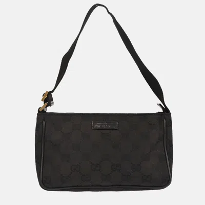 Pre-owned Gucci Black Canvas Gg Handbag