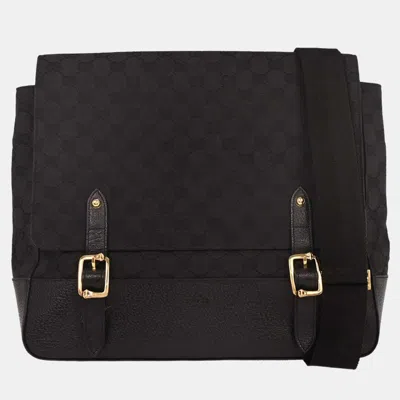 Pre-owned Gucci Black Canvas Gg Messenger Shoulder Bag