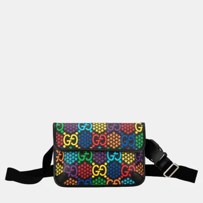 Pre-owned Gucci Black Canvas Gg Psychedelic Belt Bag