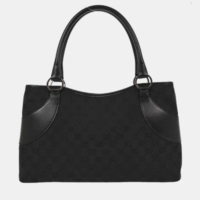 Pre-owned Gucci Black Canvas Gg Tote Handbag