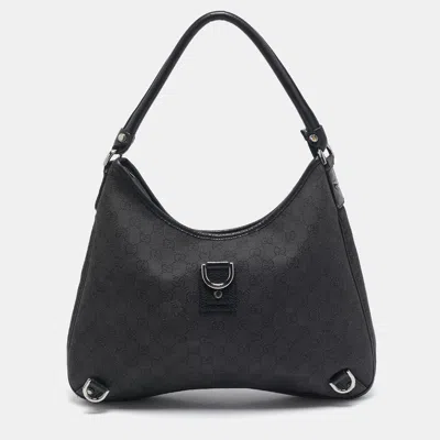 Pre-owned Gucci Black Canvas Large Abbey D-ring Hobo