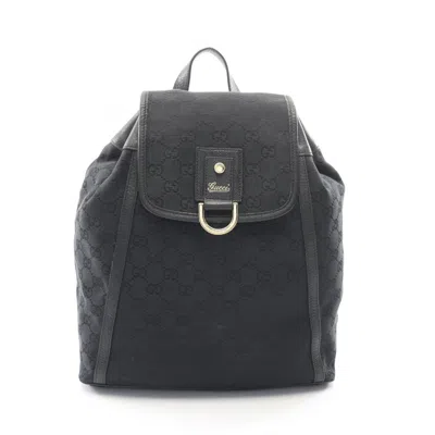Pre-owned Gucci Black Canvas Leather Backpack Handbag ()