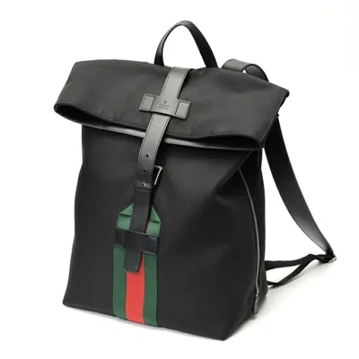 Pre-owned Gucci Black Canvas Leather Backpack ()