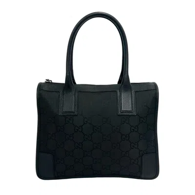 Pre-owned Gucci Black Canvas Leather Boston Bag Handbag Tote Bag ()