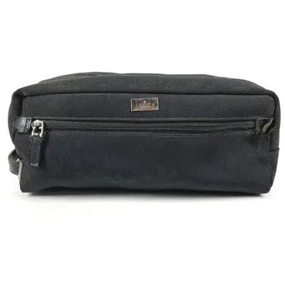 Pre-owned Gucci Black Canvas Leather Clutch Bag Pouch ()
