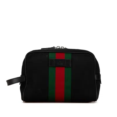 Pre-owned Gucci Black Canvas Leather Clutch Bag ()