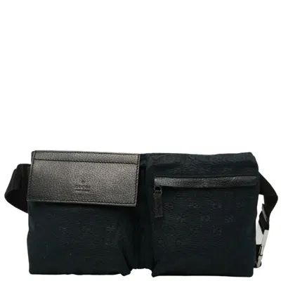Pre-owned Gucci Black Canvas Leather Fanny Pack Shoulder Bag ()