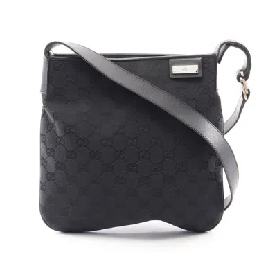 Pre-owned Gucci Black Canvas Leather Handbag Shoulder Bag ()