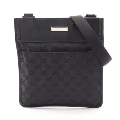 Pre-owned Gucci Black Canvas Leather Handbag Shoulder Bag ()