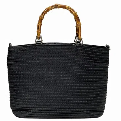 Pre-owned Gucci Black Canvas Leather Handbag Tote Bag ()