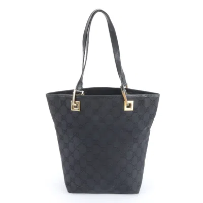 Pre-owned Gucci Black Canvas Leather Handbag Tote Bag ()
