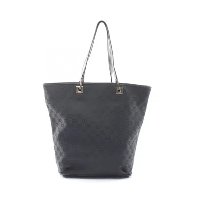 Pre-owned Gucci Black Canvas Leather Handbag Tote Bag ()