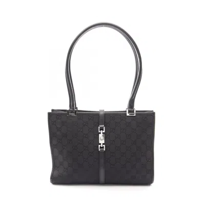 Pre-owned Gucci Black Canvas Leather Handbag Tote Bag ()