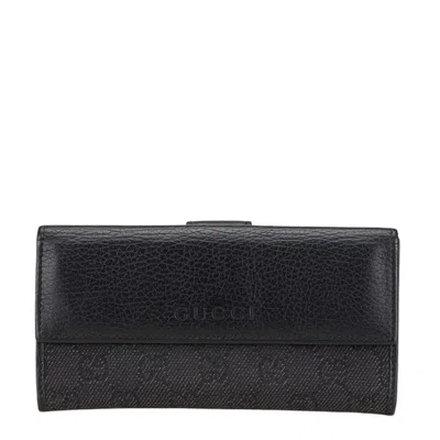 Pre-owned Gucci Black Canvas Leather Long Wallet (bi-fold) ()
