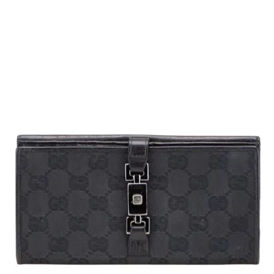 Pre-owned Gucci Black Canvas Leather Long Wallet (bi-fold) ()