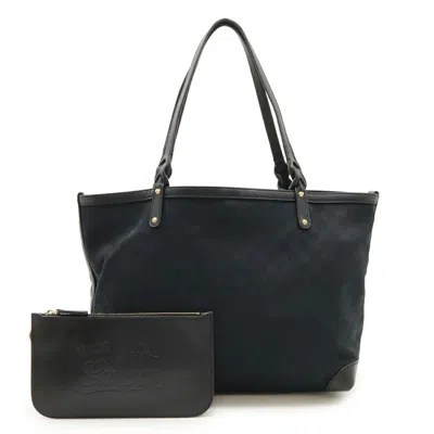 Pre-owned Gucci Black Canvas Leather Pouch Shoulder Bag Tote Bag ()