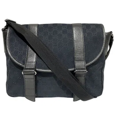 Pre-owned Gucci Black Canvas Leather Shoulder Bag ()