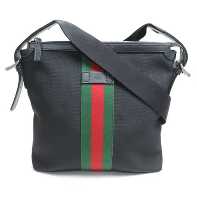 Pre-owned Gucci Black Canvas Leather Shoulder Bag ()