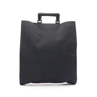 Pre-owned Gucci Black Canvas Leather Tote Bag ()