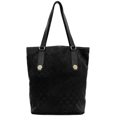 Pre-owned Gucci Black Canvas Leather Tote Bag ()