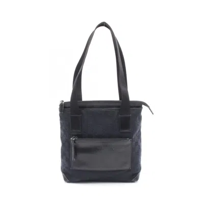 Pre-owned Gucci Black Canvas Leather Tote Bag ()