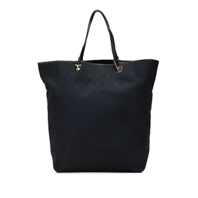 Pre-owned Gucci Black Canvas Leather Tote Bag ()