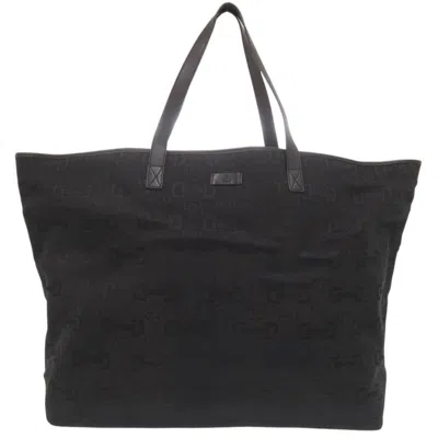 Pre-owned Gucci Black Canvas Leather Tote Bag ()