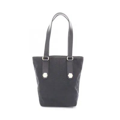 Pre-owned Gucci Black Canvas Leather Tote Bag ()