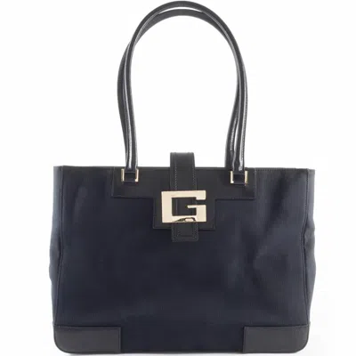 Pre-owned Gucci Black Canvas Leather Tote Bag ()