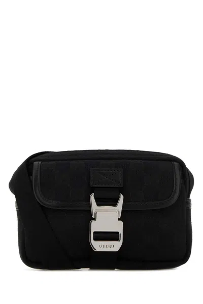 Gucci Black Canvas Mini Crossbody Handbag 18 Cm In Orange
