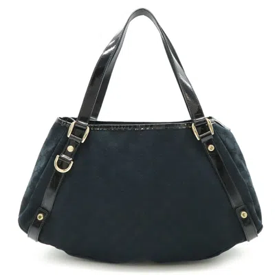 Pre-owned Gucci Black Canvas Patent Leather Shoulder Bag Tote Bag ()