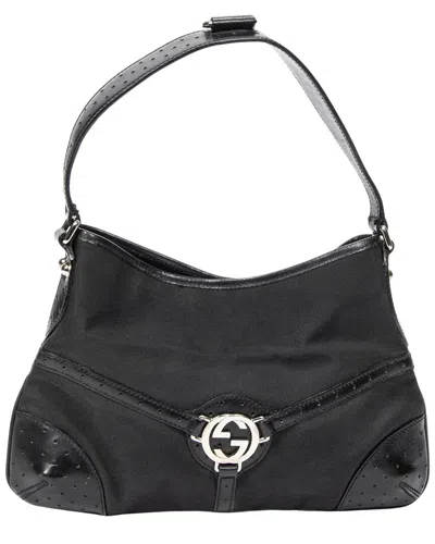 Pre-owned Gucci Black Canvas Reins Hobo (authentic Pre-loved)