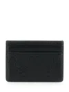 Gucci Black Card Holder With All-over Gg Logo In Hammered Leather Woman In Multicolor