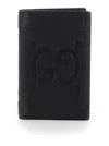 Gucci Black Card-holder With Gg Jumbo In Leather Man In Black