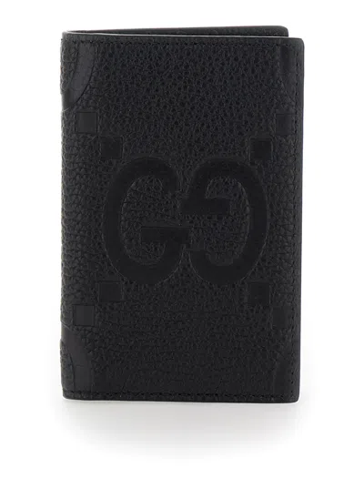 Gucci Black Card-holder With Gg Jumbo In Leather Man